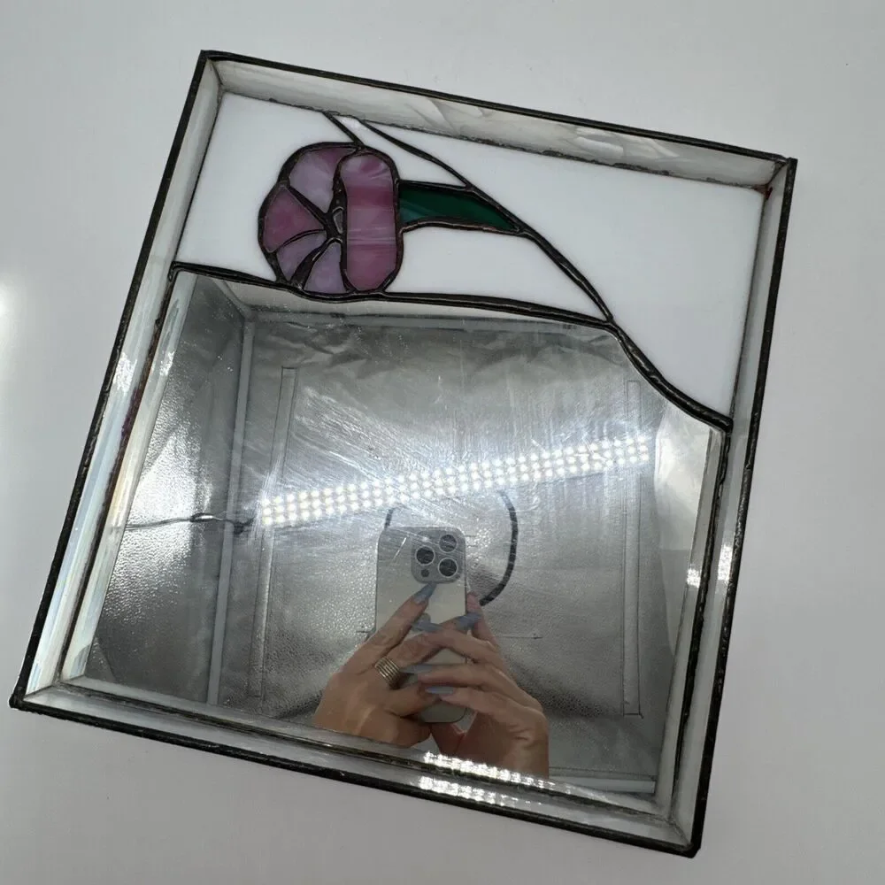Handmade‎ Stained Glass Square Vanity Mirror Tray 10x10
